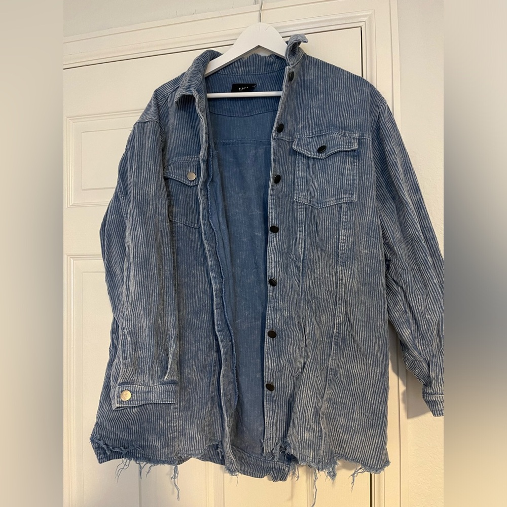 Vici Blue Corduroy Shacket. Size small.